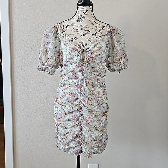 Endless Rose | Dresses | Endless Rose Floral Print Puff Sleeve Mini Dress W  Sweetheart Neckline | Poshmark